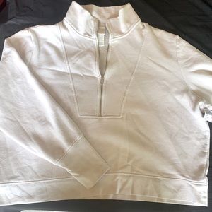 H&M, XL White Zip Up Collared Sweatshirt
